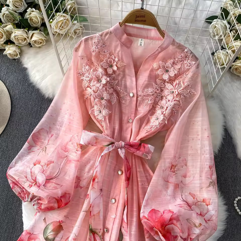 3D Designed Flower Dress-2 Colors