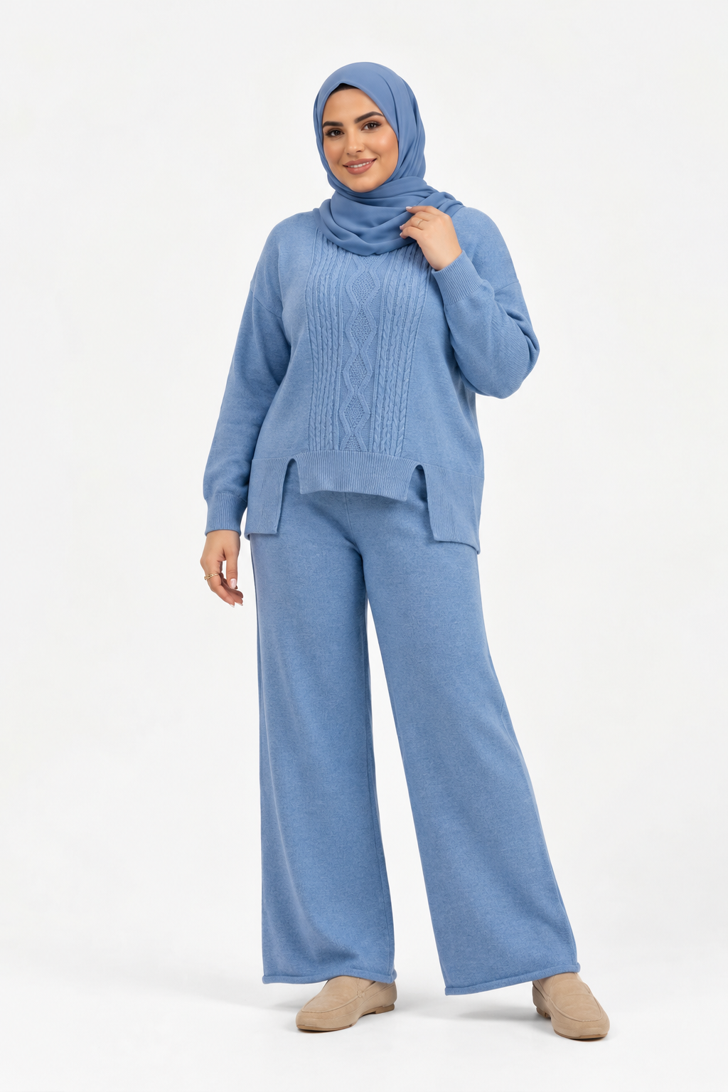 Elegant Knitted Set - Blue