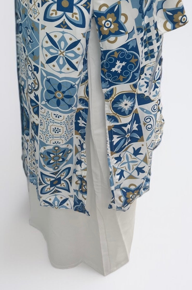 Printed Open Cardigan