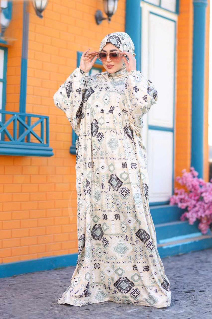 Printed Prayer Dress / Beige