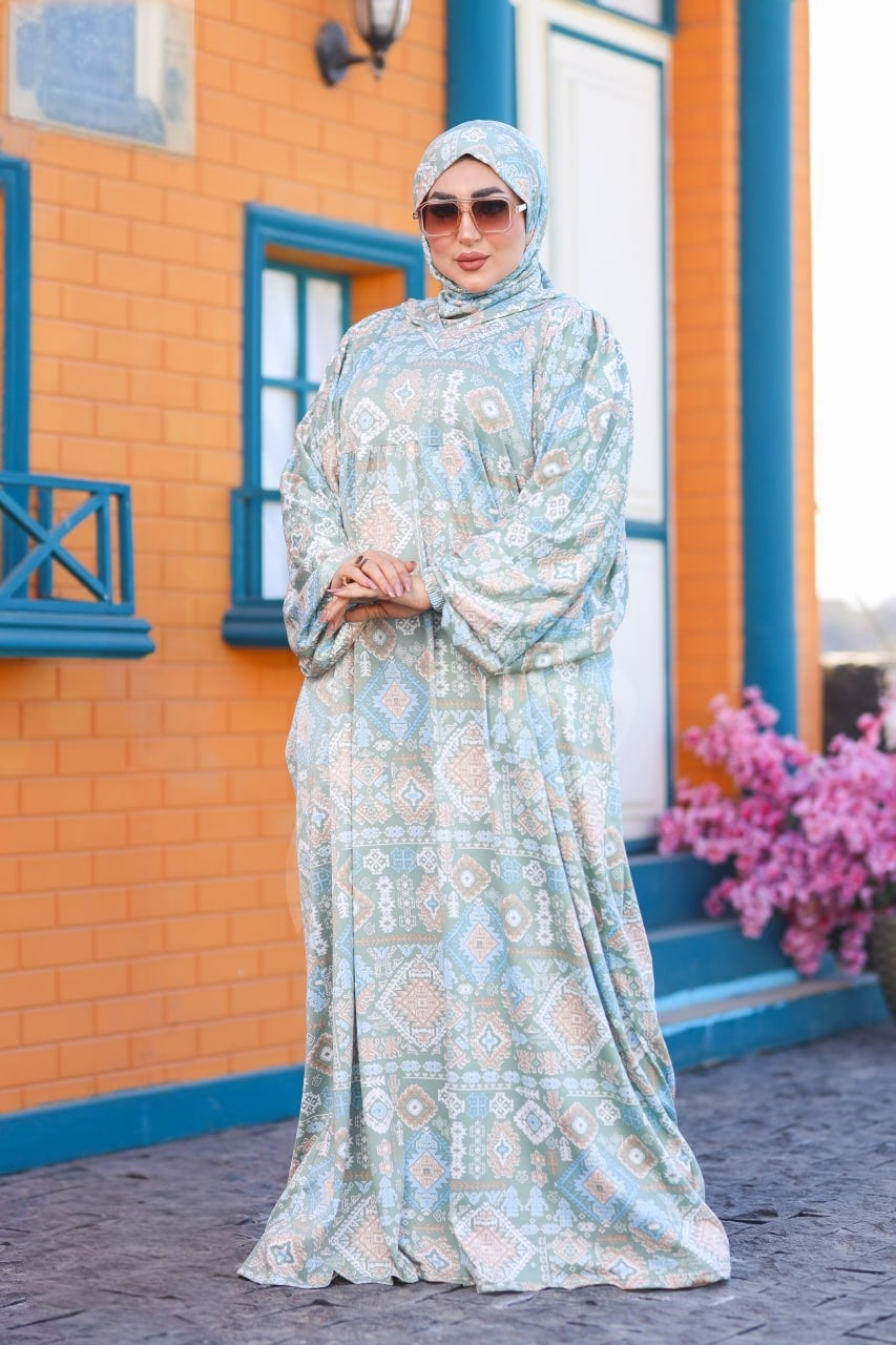 Printed Prayer Dress / Mint