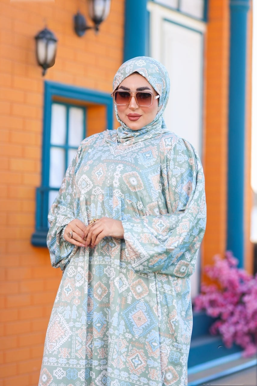 Printed Prayer Dress / Mint