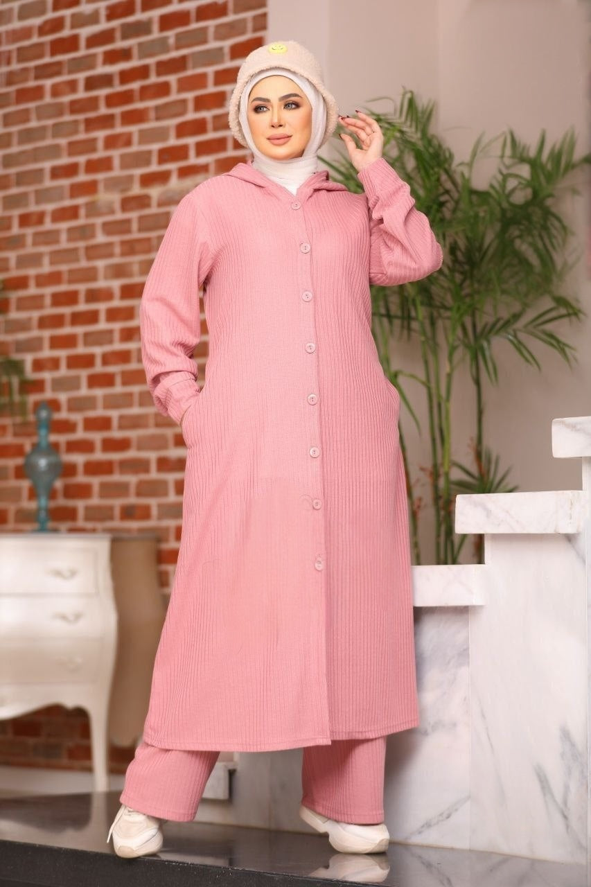 Long Hooded Suit - Pink