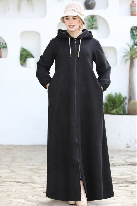 Plain Dress/Abaya With Hoodie