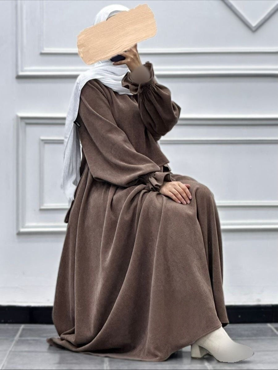 Velvet Skirt Set - Brown