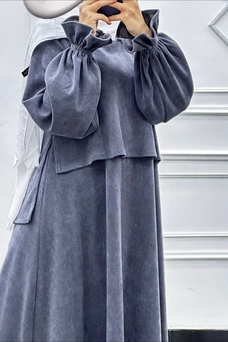 Velvet Skirt Set  - Gray