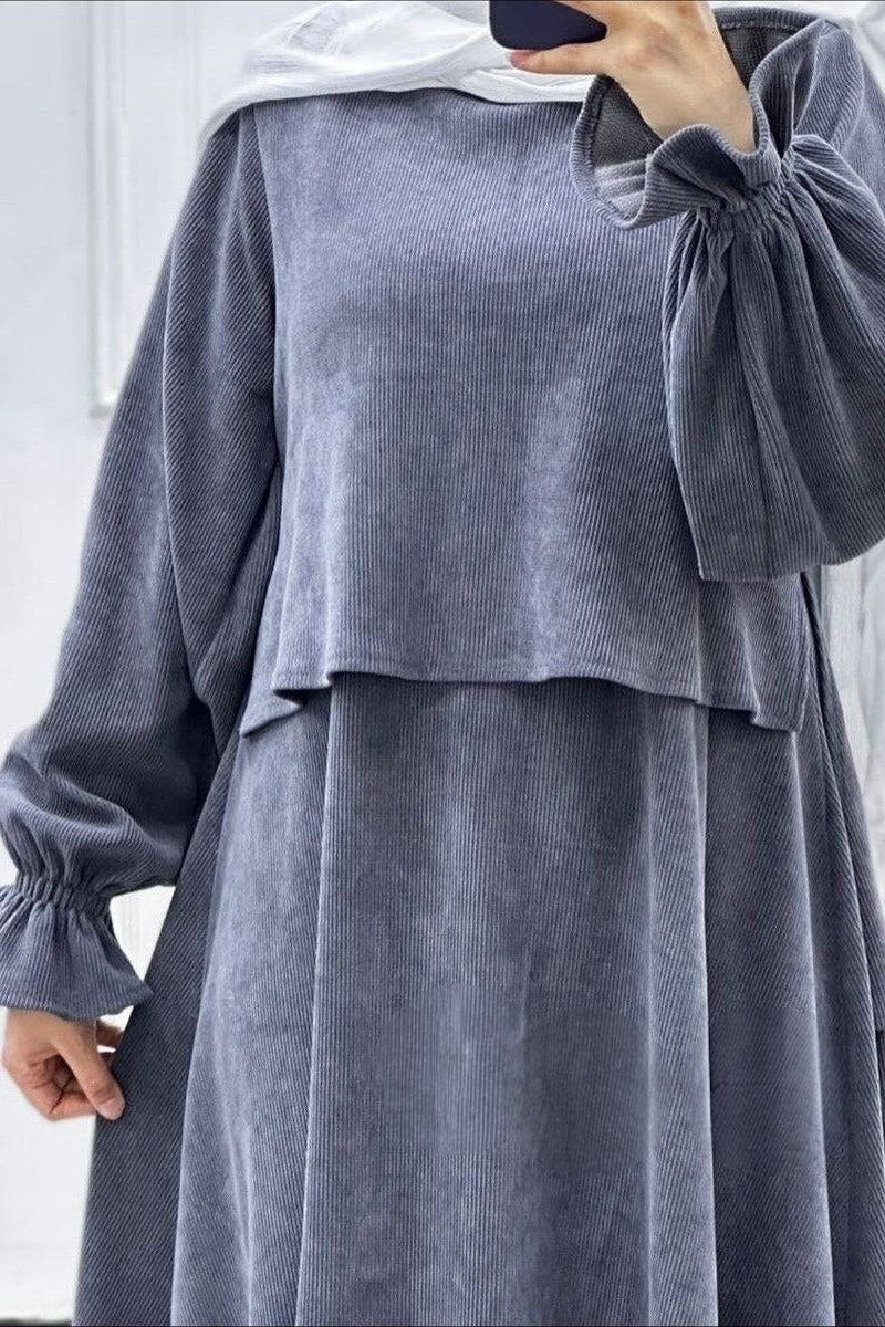 Velvet Skirt Set  - Gray