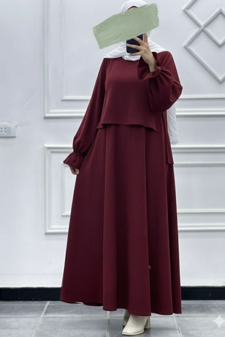Velvet Skirt Set - Dark Red