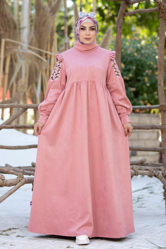 long sleeve winter dresses uk Lady Padded Quilted Dresses Loose Knee Length High Neck Warm Casual Winter Dress
