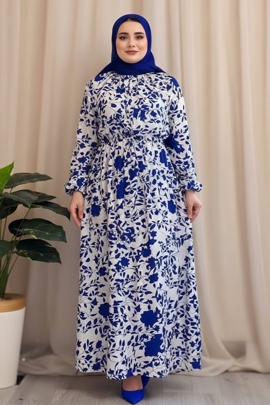 Blue Printed Dress