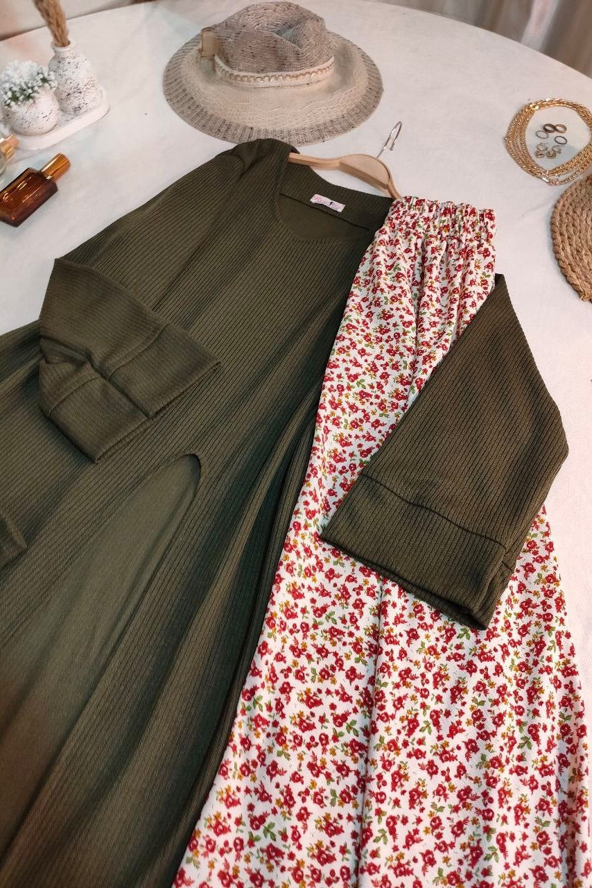 Three Pieces Skirt Set - Green