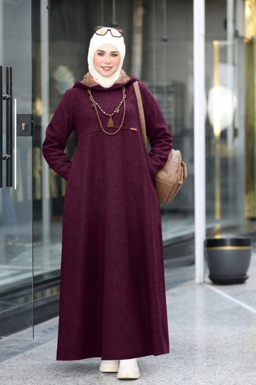 Fur Hoodie Dress - Red