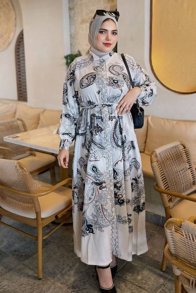 Button Printed Dress