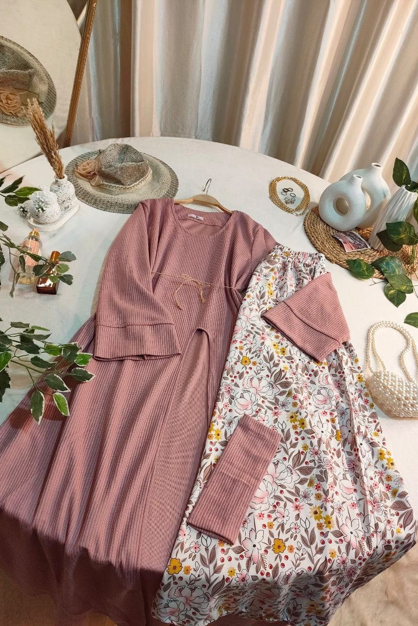 Three Pieces Skirt Set - Pink