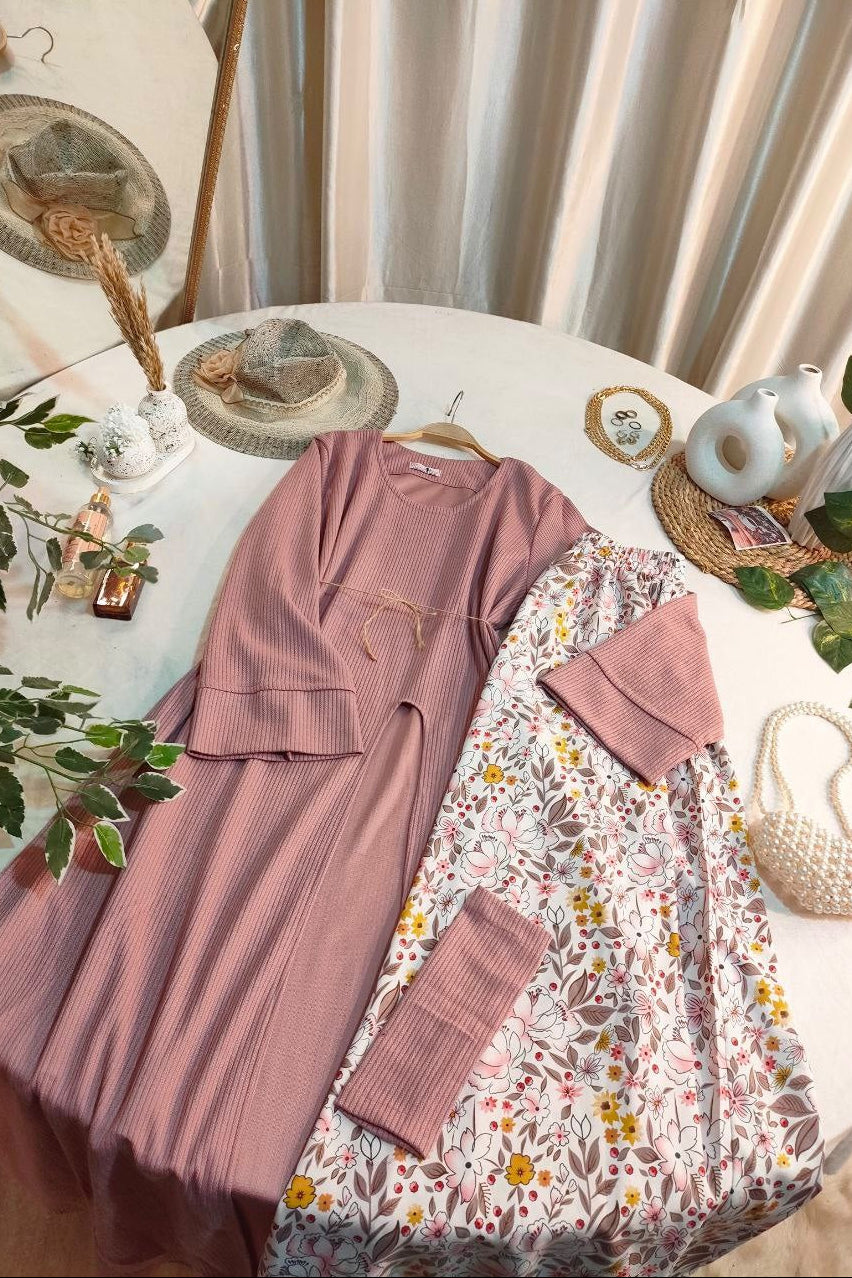 Three Pieces Skirt Set - Pink