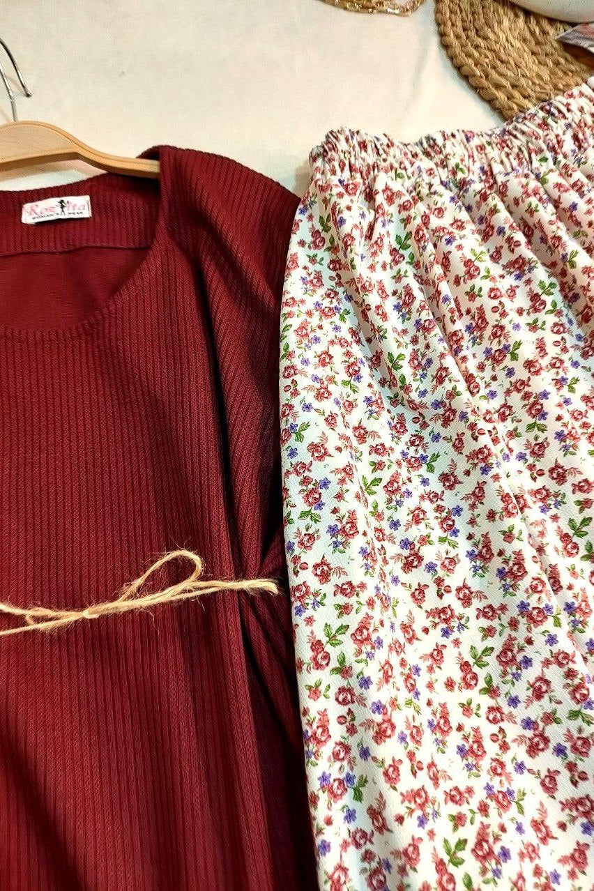 Three Pieces Skirt Set - Red
