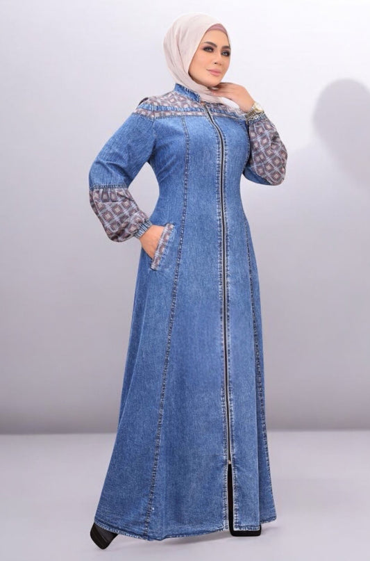 Printed Jeans Abaya