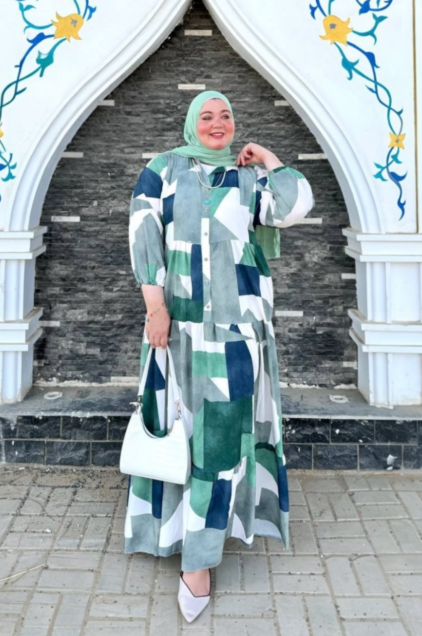 Plus Size Printed Layered Dress